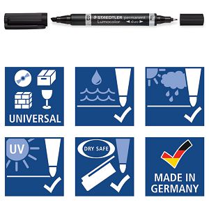 Marker permanentni obostrani 0,6 i 1,5mm Lumocolor Staedtler 348-9 crni