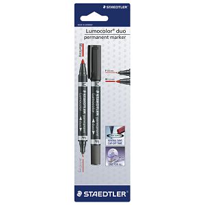 Marker permanentni obostrani 0,6 i 1,5mm Lumocolor Staedtler 348-9 BKD crni blister