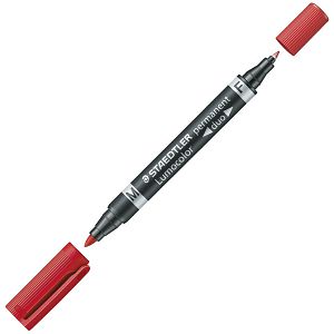 Marker permanentni obostrani 0,6 i 1,5mm Lumocolor Staedtler 348-2 crveni