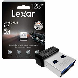 LEXAR JumpDrive USB 3.1 S47 128GB Black Plastic Housing, for Global, up to 250MB/s EAN: 843367116386