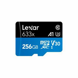 LEXAR 256GB High-Performance 633x microSDXC UHS-I, up to 100MB/s read 45MB/s write C10 A1 V30 U3, Global EAN: 843367119721