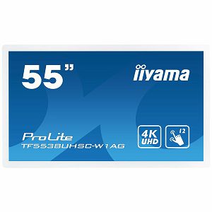 IIYAMA Monitor 55" PCAP WHITE Anti-glare Bezel Free 12-Points Touch Screen, 3840x2160 (4K), IPS panel, 24/7 operation, 2xHDMI, DisplayPort, DVI, VGA, 420cd/m^2, 1100:1, 8ms, Landscape, Portrait or Fac