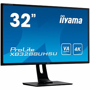 IIYAMA XB3288UHSU-B1  32’’ 4K VA monitor 3ms 178/178Signal input  HDMI x2 (v.2.0)  DisplayPort x1 (v.1.2)  USB HUB  x2 (v.3.0 (x1 charger))   HDCP, Headphone connector